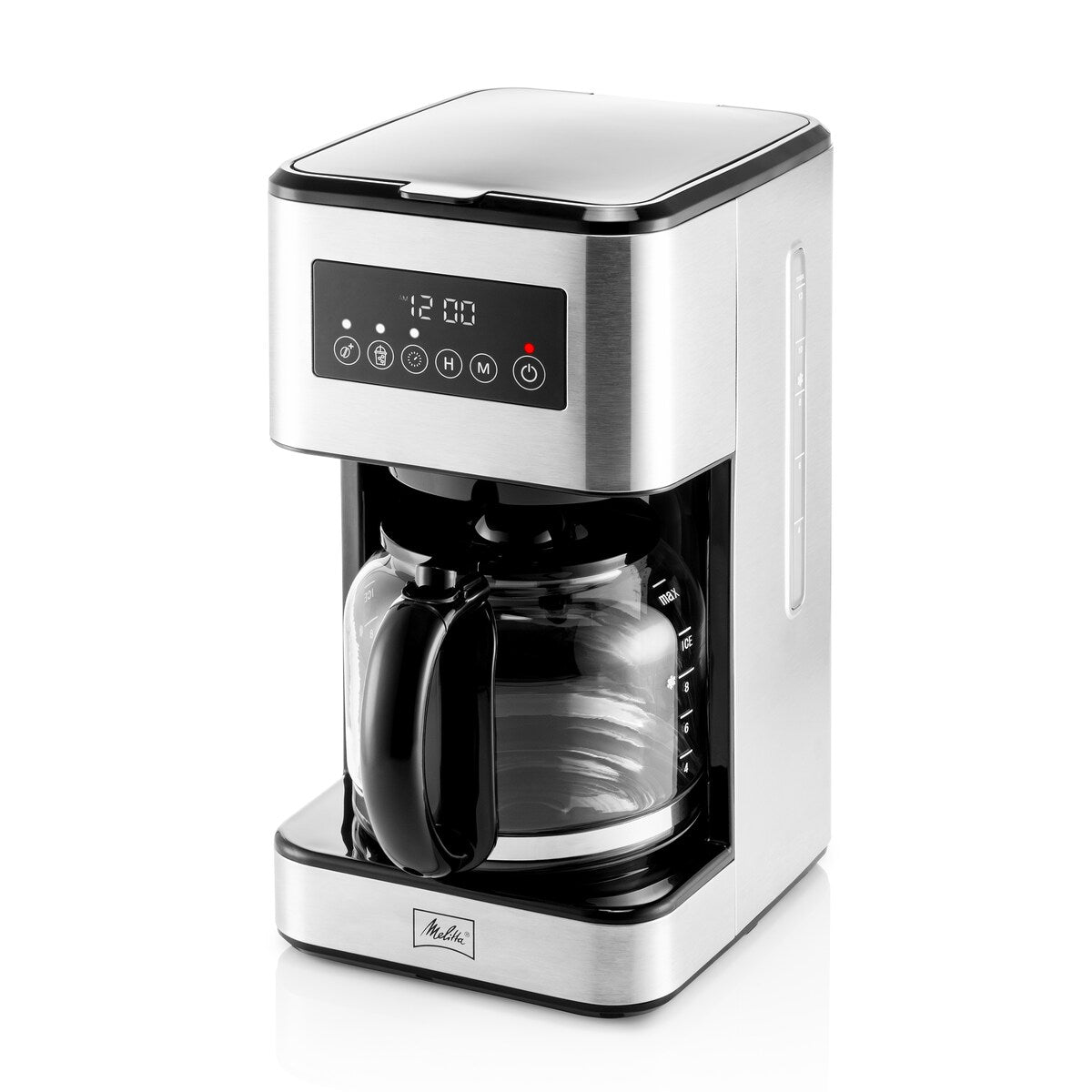 Melitta Aroma Tocco Plus Macchina per caffè americano caldo e freddo da 12 tazze con caraffa in vetro e display touch control