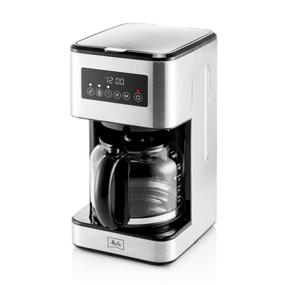 Melitta Aroma Tocco Plus Macchina per caffè americano caldo e freddo da 12 tazze con caraffa in vetro e display touch control