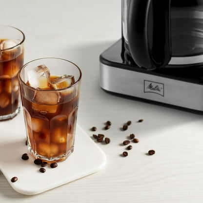 Melitta Aroma Tocco Plus Macchina per caffè americano caldo e freddo da 12 tazze con caraffa in vetro e display touch control