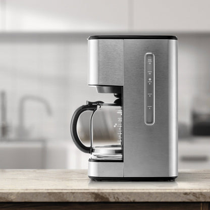 Melitta Aroma Tocco Plus Macchina per caffè americano caldo e freddo da 12 tazze con caraffa in vetro e display touch control