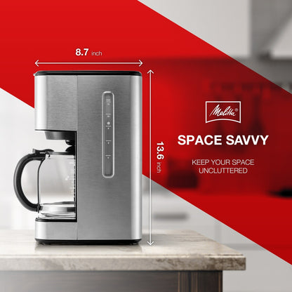 Melitta Aroma Tocco Plus Macchina per caffè americano caldo e freddo da 12 tazze con caraffa in vetro e display touch control