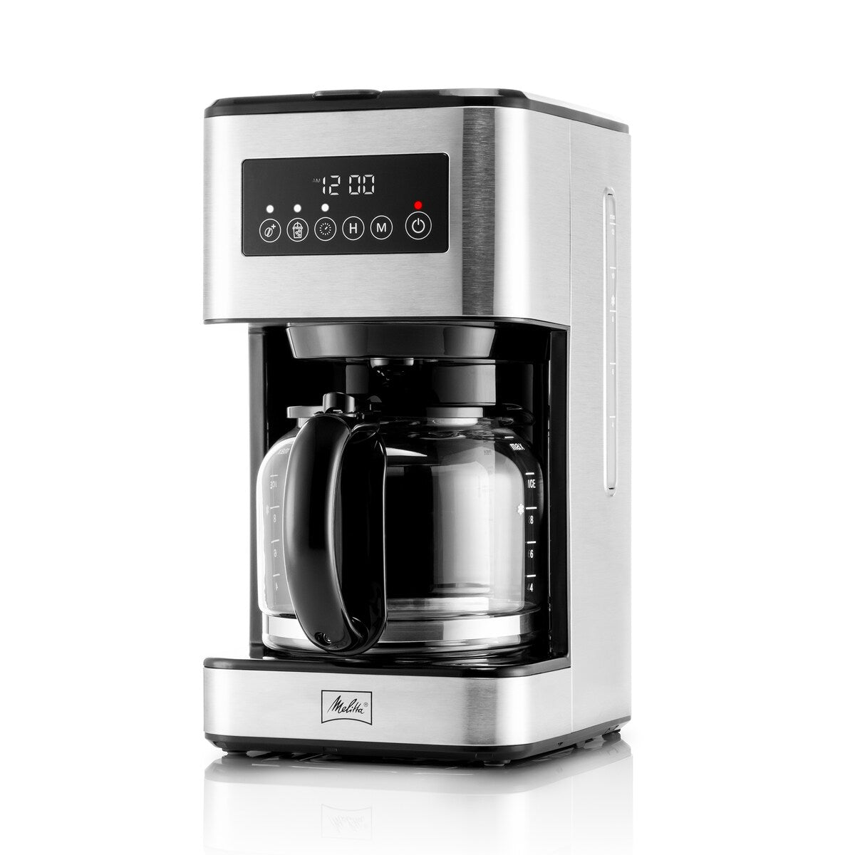 Melitta Aroma Tocco Plus Macchina per caffè americano caldo e freddo da 12 tazze con caraffa in vetro e display touch control