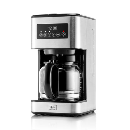 Melitta Aroma Tocco Plus Macchina per caffè americano caldo e freddo da 12 tazze con caraffa in vetro e display touch control