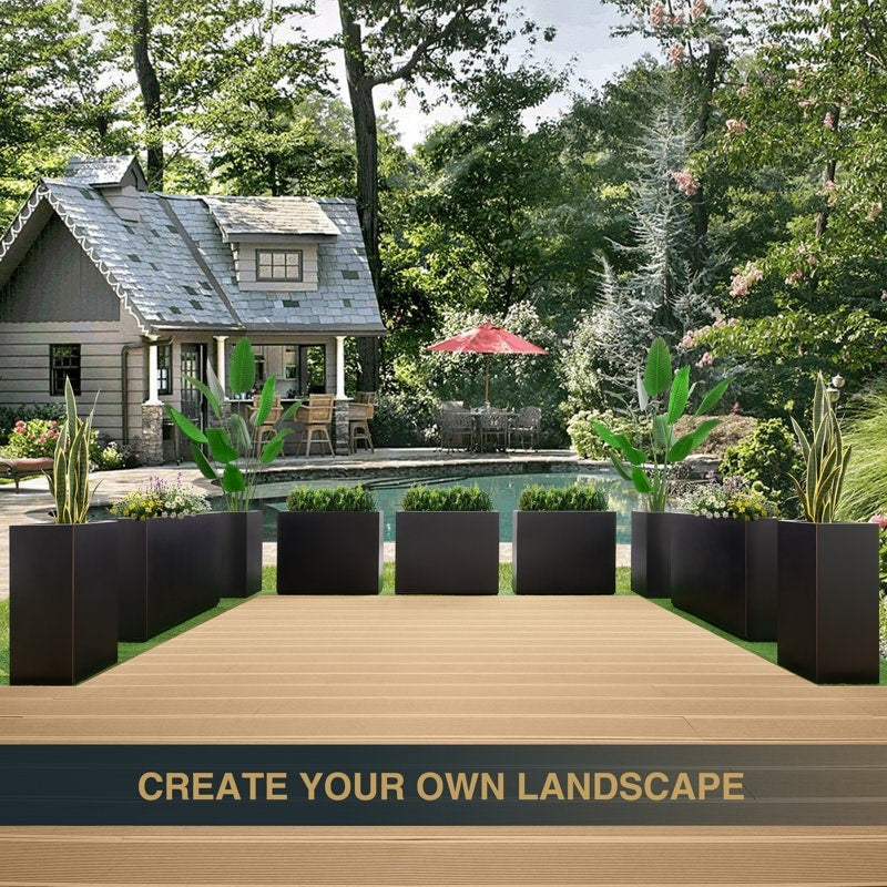 Fioriera metallica pesante per piante da esterno, 38Lx10Wx30H pollici di altezza e lunghezza, fioriera divisoria in metallo - 38x30x10