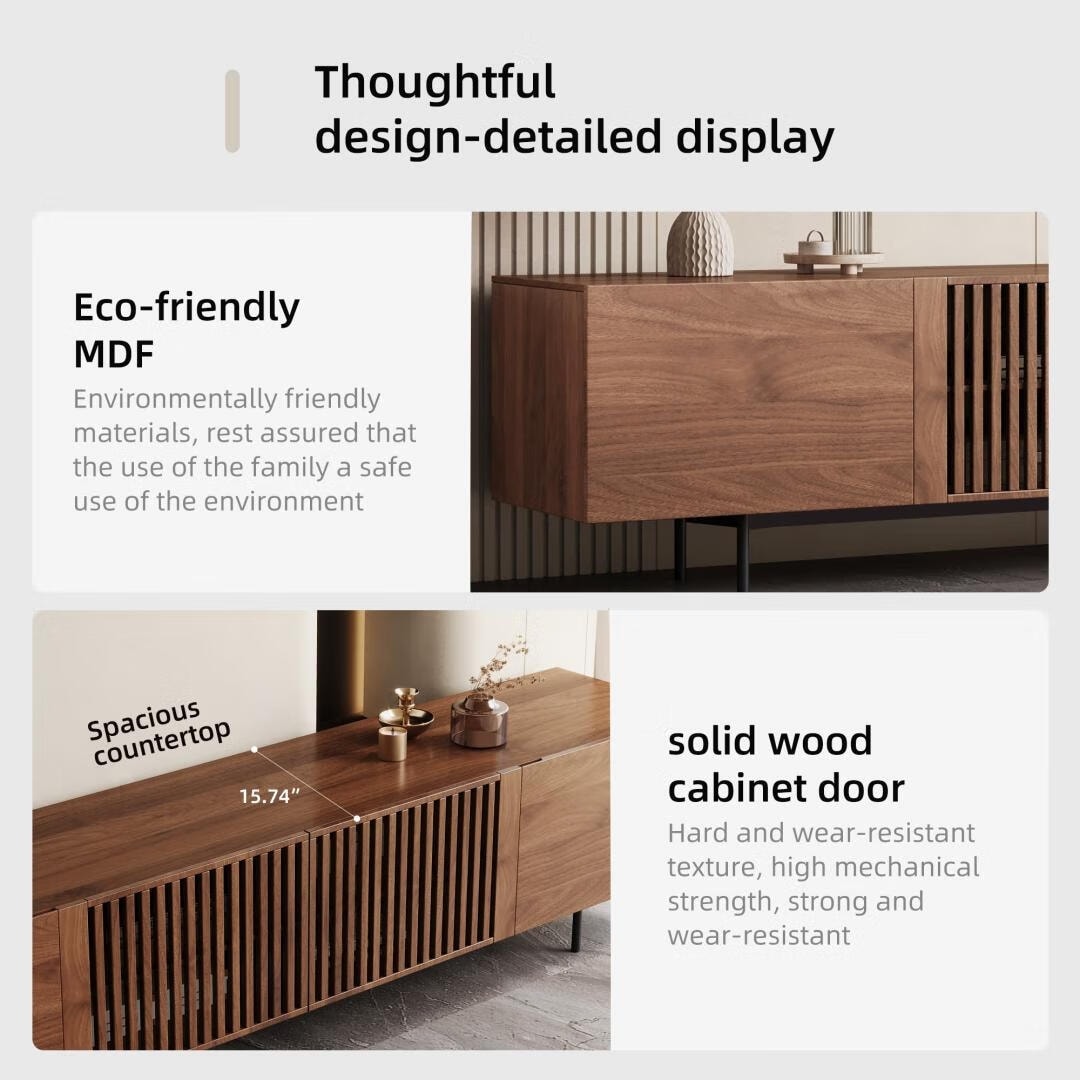 Mobile porta TV moderno di metà secolo con 4 ante, adatto a TV fino a 100 pollici, centro di intrattenimento per soggiorno