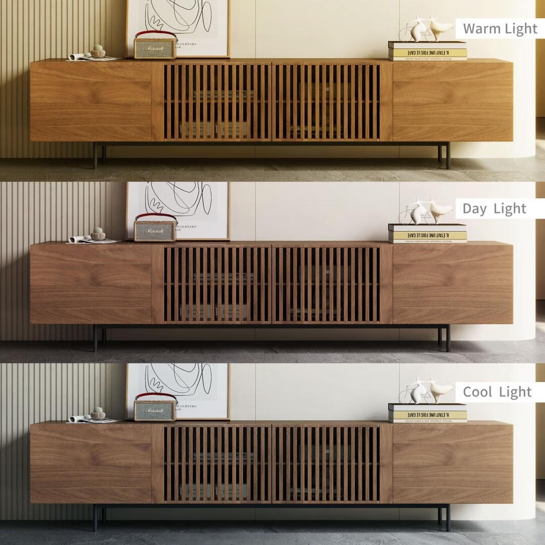 Mobile porta TV moderno di metà secolo con 4 ante, adatto a TV fino a 100 pollici, centro di intrattenimento per soggiorno