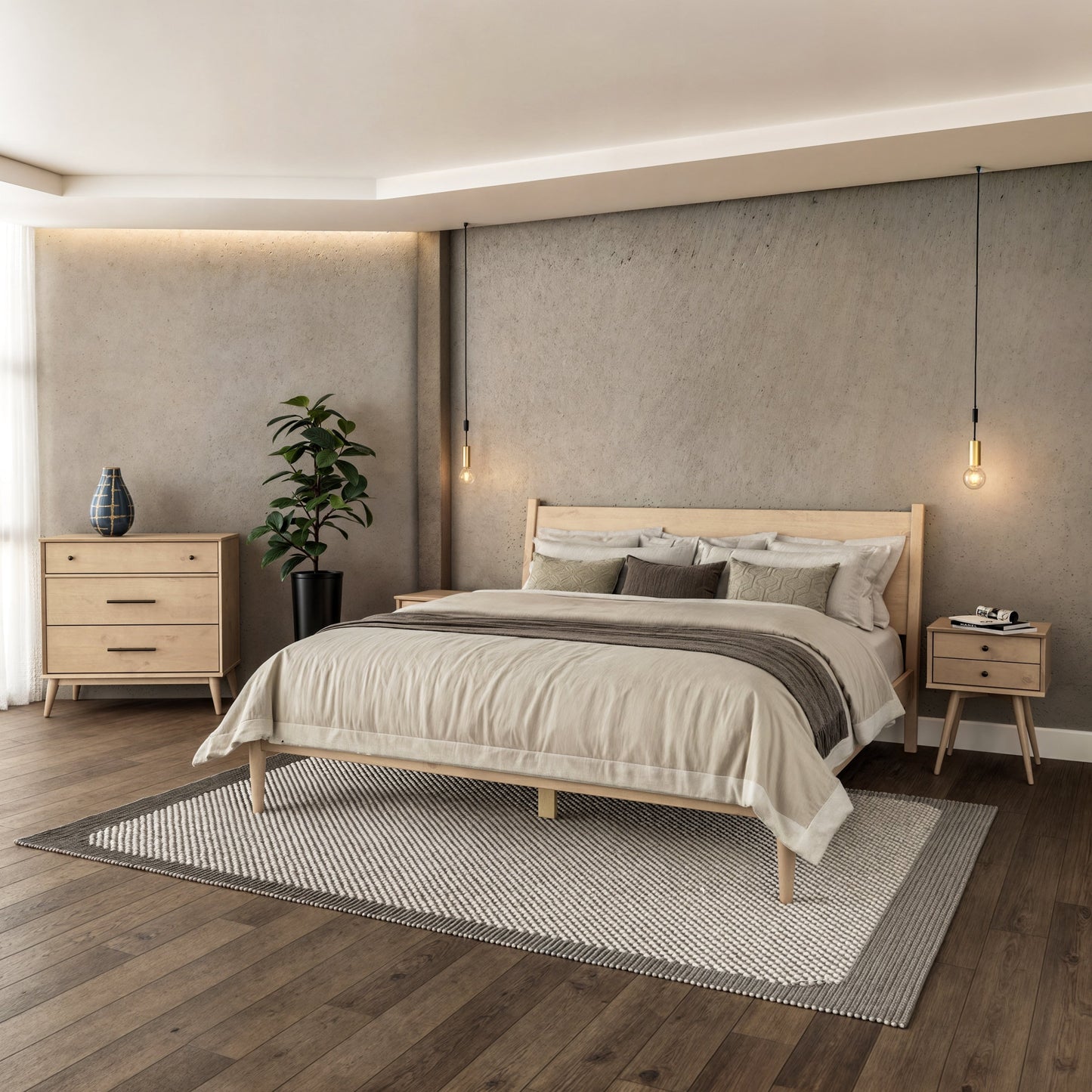 Letto a pannelli di metà secolo