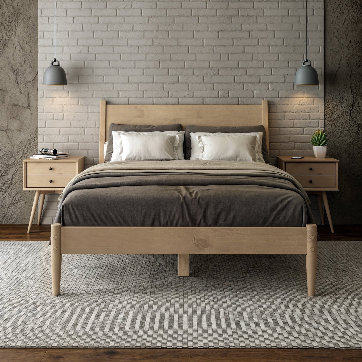 Letto a pannelli di metà secolo