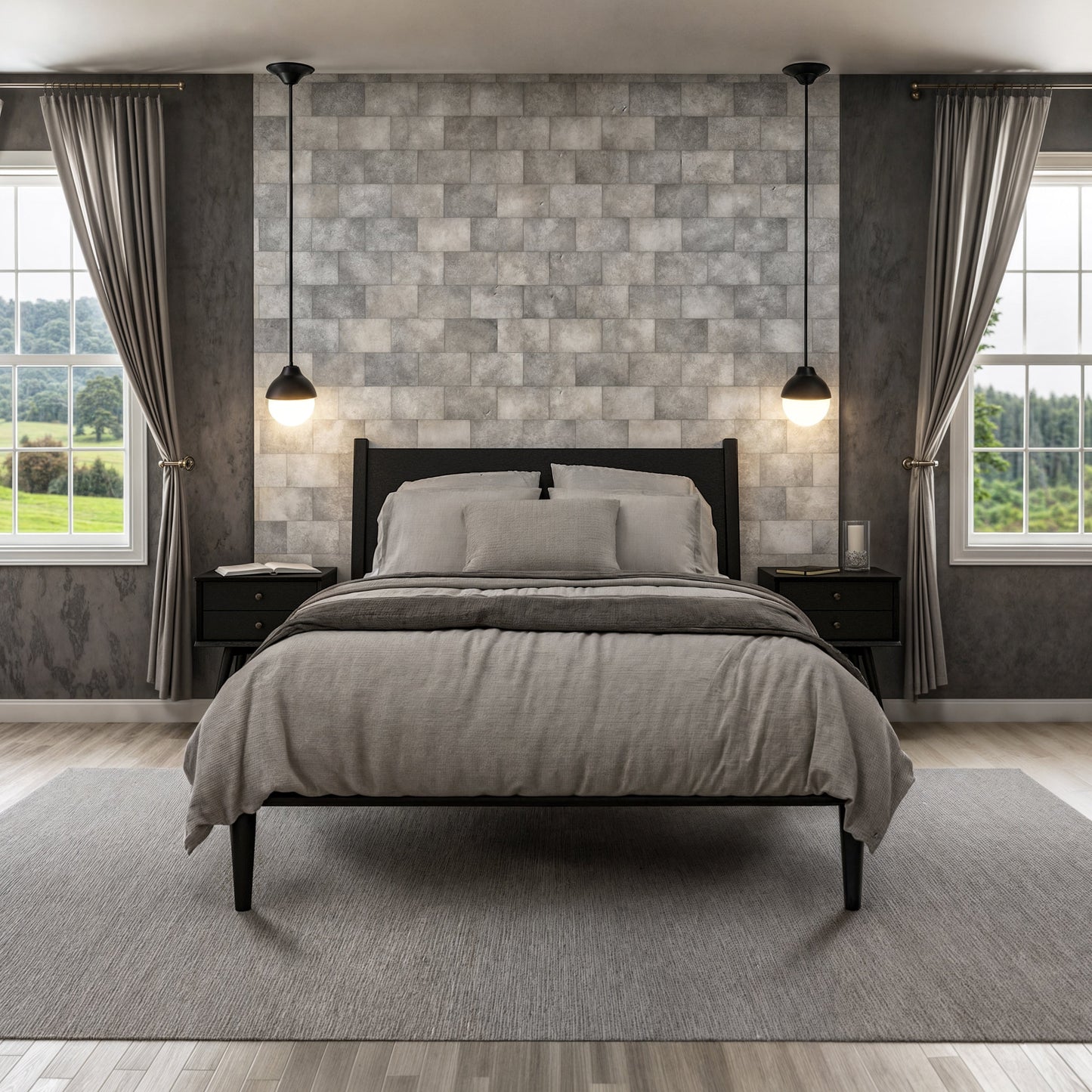 Letto a pannelli di metà secolo