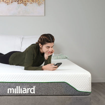 Materasso in memory foam Milliard da 10 pollici, rigido, Bed-in-a-Box/allevia la pressione, classico
