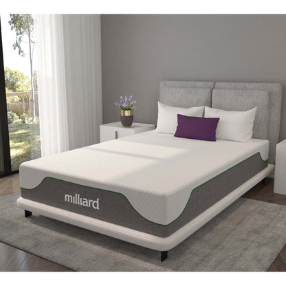Materasso in memory foam Milliard da 10 pollici, rigido, Bed-in-a-Box/allevia la pressione, classico