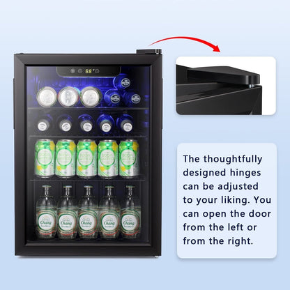 Minifrigo - Frigorifero per bevande da 100 lattine, refrigeratore per vino, porta anteriore in vetro trasparente, piccolo schermo touch per bevande - 2,6 piedi cubi.