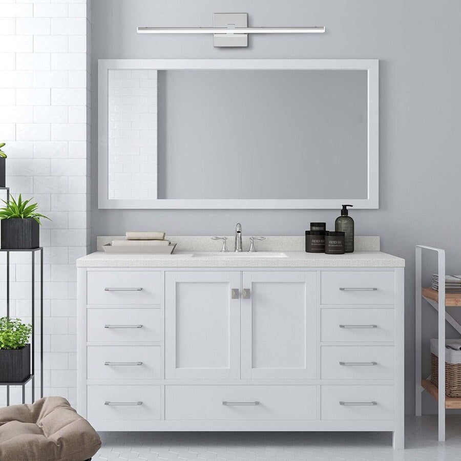 Lampada da toeletta lineare a LED dimmerabile cromata minimalista