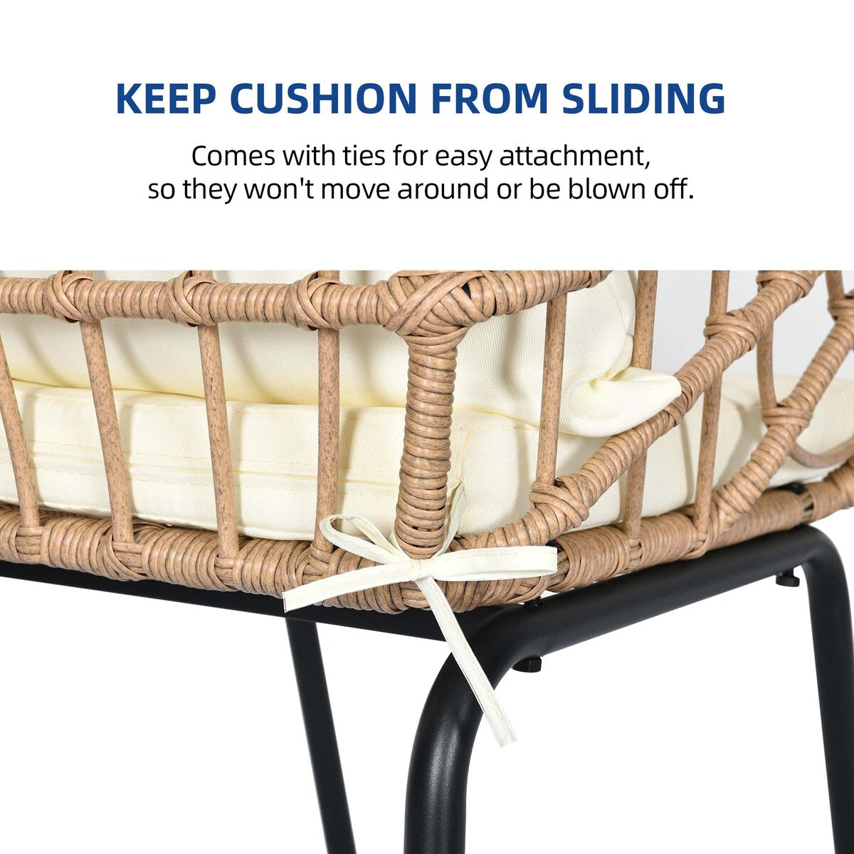 Moasis Set da bistrot per patio con mobili da esterno in vimini, 3 pezzi, 2 sedie e tavolino