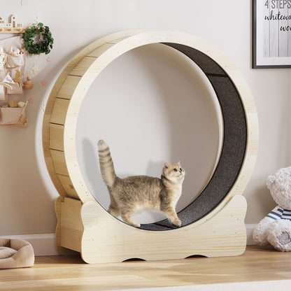 Moasis 43,3 pollici grande tapis roulant per gatti in legno con ruota da corsa e pista in moquette