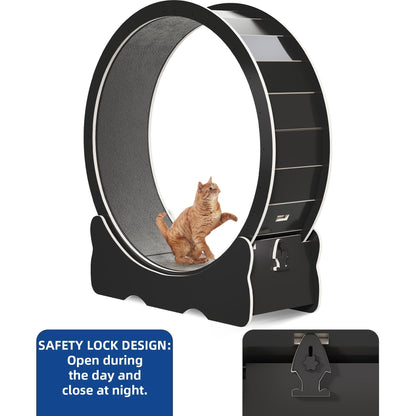 Moasis 43,3 pollici grande tapis roulant per gatti in legno con ruota da corsa e pista in moquette