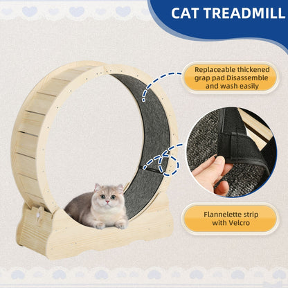Moasis 43,3 pollici grande tapis roulant per gatti in legno con ruota da corsa e pista in moquette