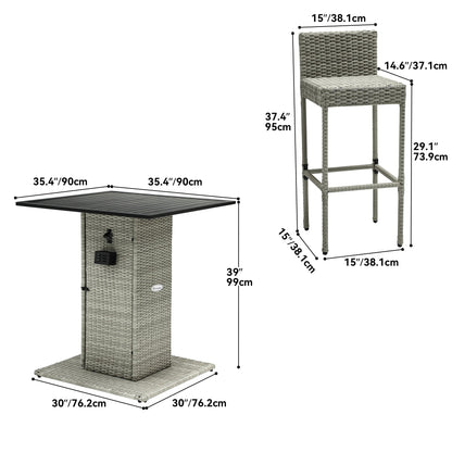 Set da bar in vimini per mobili da esterno Moasis da 5 pezzi - 5 pezzi