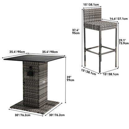 Set da bar in vimini per mobili da esterno Moasis da 5 pezzi - 5 pezzi