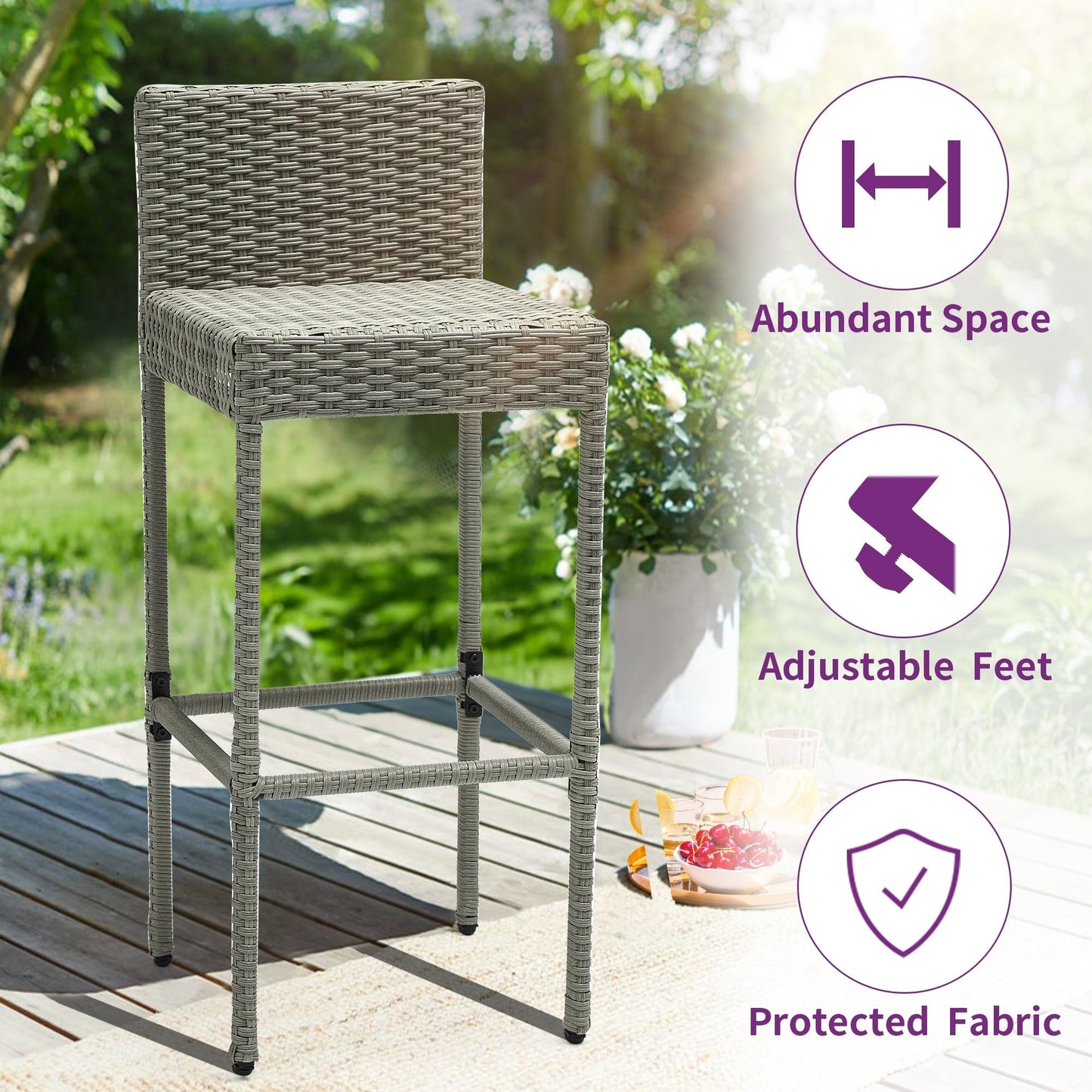 Set da bar in vimini per mobili da esterno Moasis da 5 pezzi - 5 pezzi