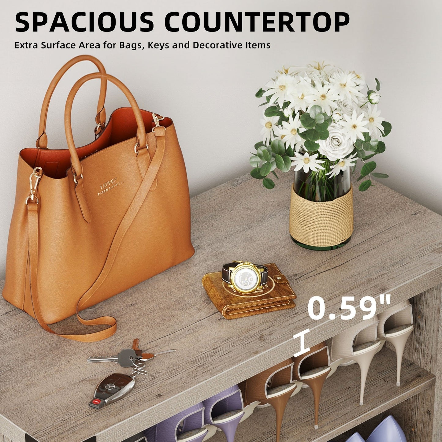 Mobiletto portascarpe Moasis a 5 ripiani con 20 paia di scarpe e doppie ante per ingresso