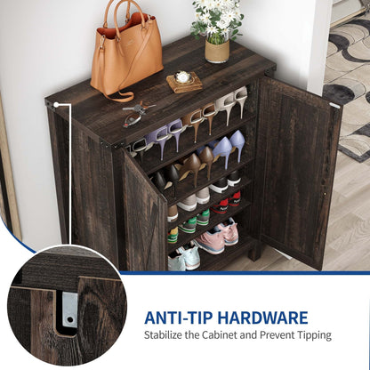 Mobiletto portascarpe Moasis a 5 ripiani con 20 paia di scarpe e doppie ante per ingresso