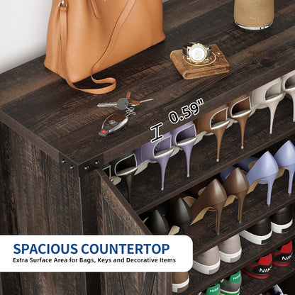 Mobiletto portascarpe Moasis a 5 ripiani con 20 paia di scarpe e doppie ante per ingresso