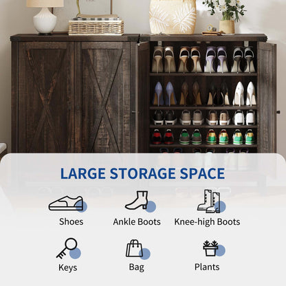 Mobiletto portascarpe Moasis a 5 ripiani con 20 paia di scarpe e doppie ante per ingresso