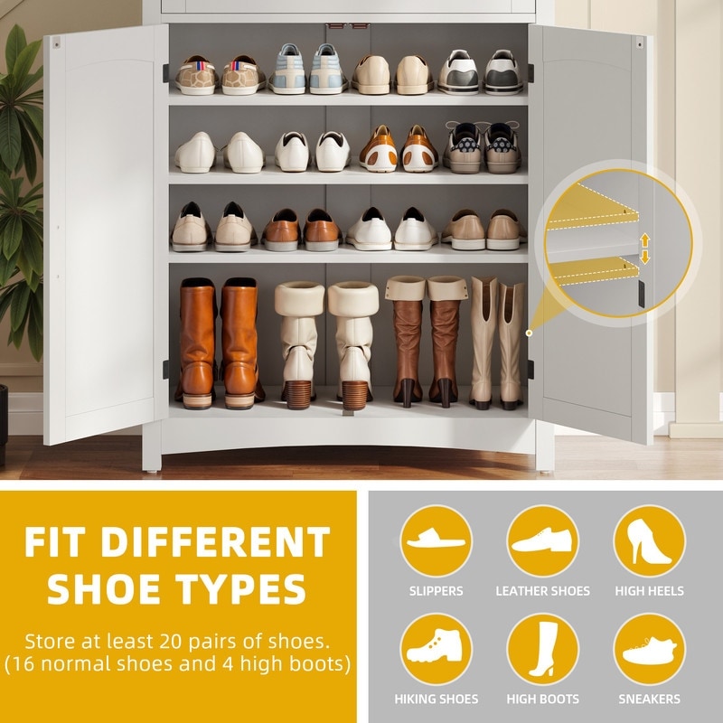 Mobiletto portascarpe Moasis a 5 ripiani con 20 paia di scarpe e doppie ante per ingresso