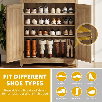 Mobiletto portascarpe Moasis a 5 ripiani con 20 paia di scarpe e doppie ante per ingresso