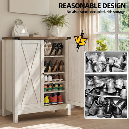 Mobiletto portascarpe Moasis a 5 ripiani con 20 paia di scarpe e doppie ante per ingresso