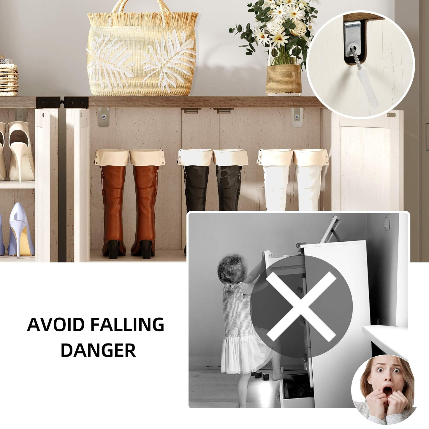 Mobiletto portascarpe Moasis a 5 ripiani con 20 paia di scarpe e doppie ante per ingresso