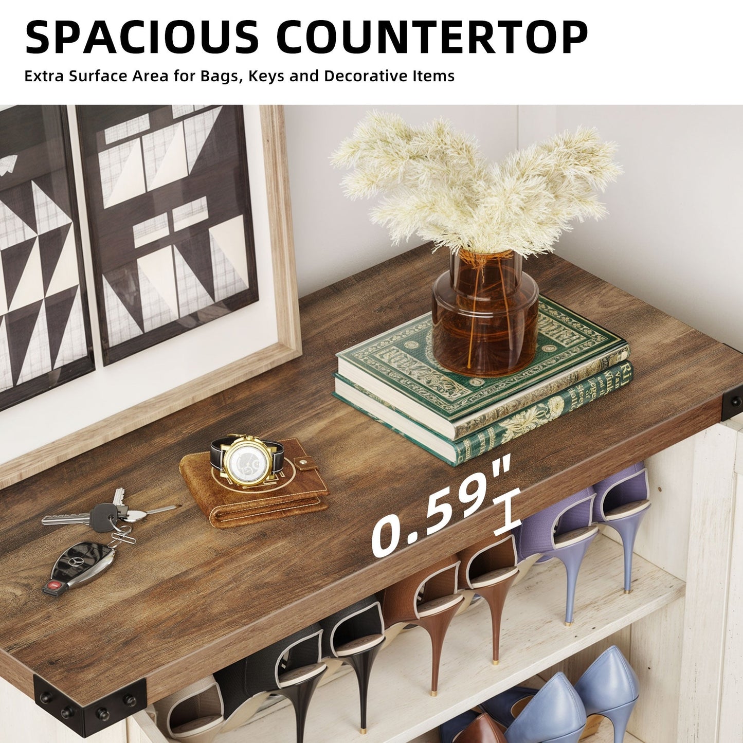 Mobiletto portascarpe Moasis a 5 ripiani con 20 paia di scarpe e doppie ante per ingresso