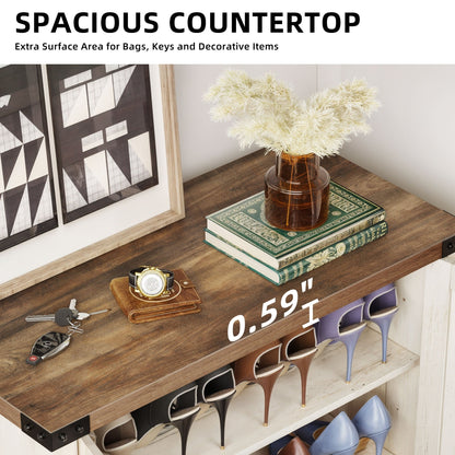 Mobiletto portascarpe Moasis a 5 ripiani con 20 paia di scarpe e doppie ante per ingresso