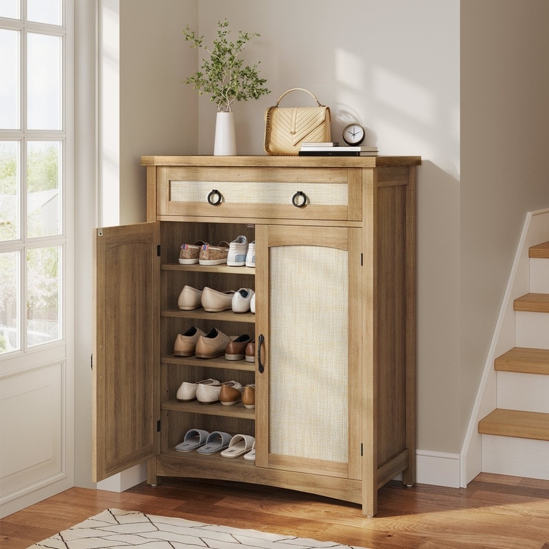 Mobiletto portascarpe Moasis a 5 ripiani con 20 paia di scarpe e doppie ante per ingresso