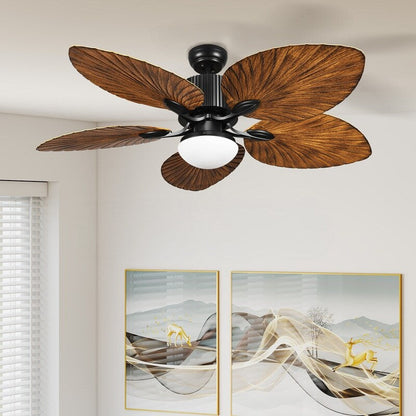 Ventilatore da soffitto Moasis 52 in foglia di palma con luce in stile tropicale con telecomando