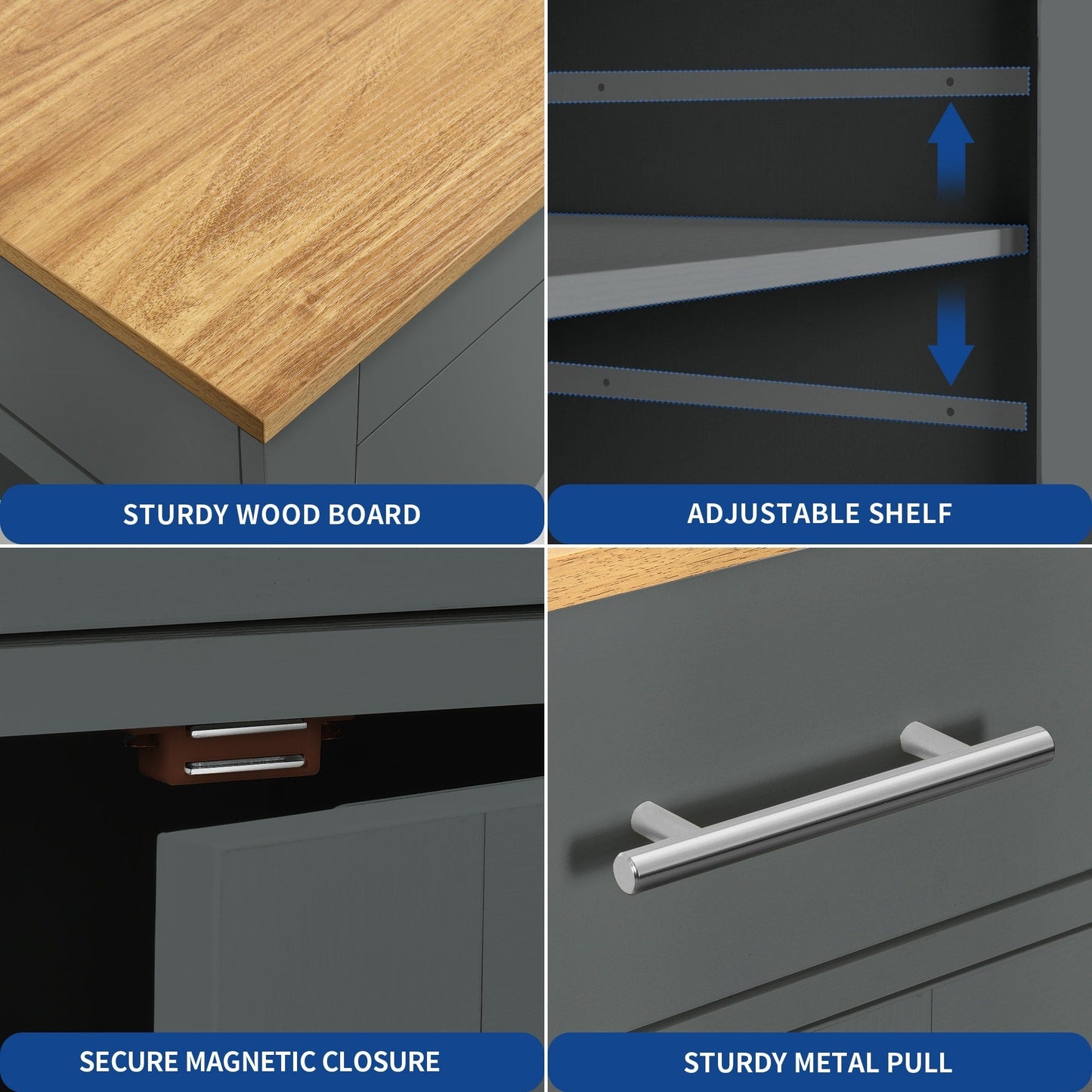 Carrello da cucina portatile con isola mobile da cucina Moasis da 53 pollici