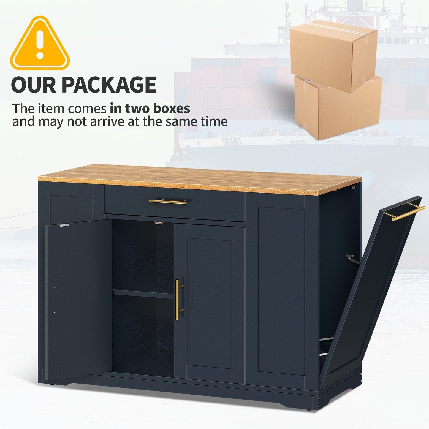 Carrello da cucina portatile con isola mobile da cucina Moasis da 53 pollici