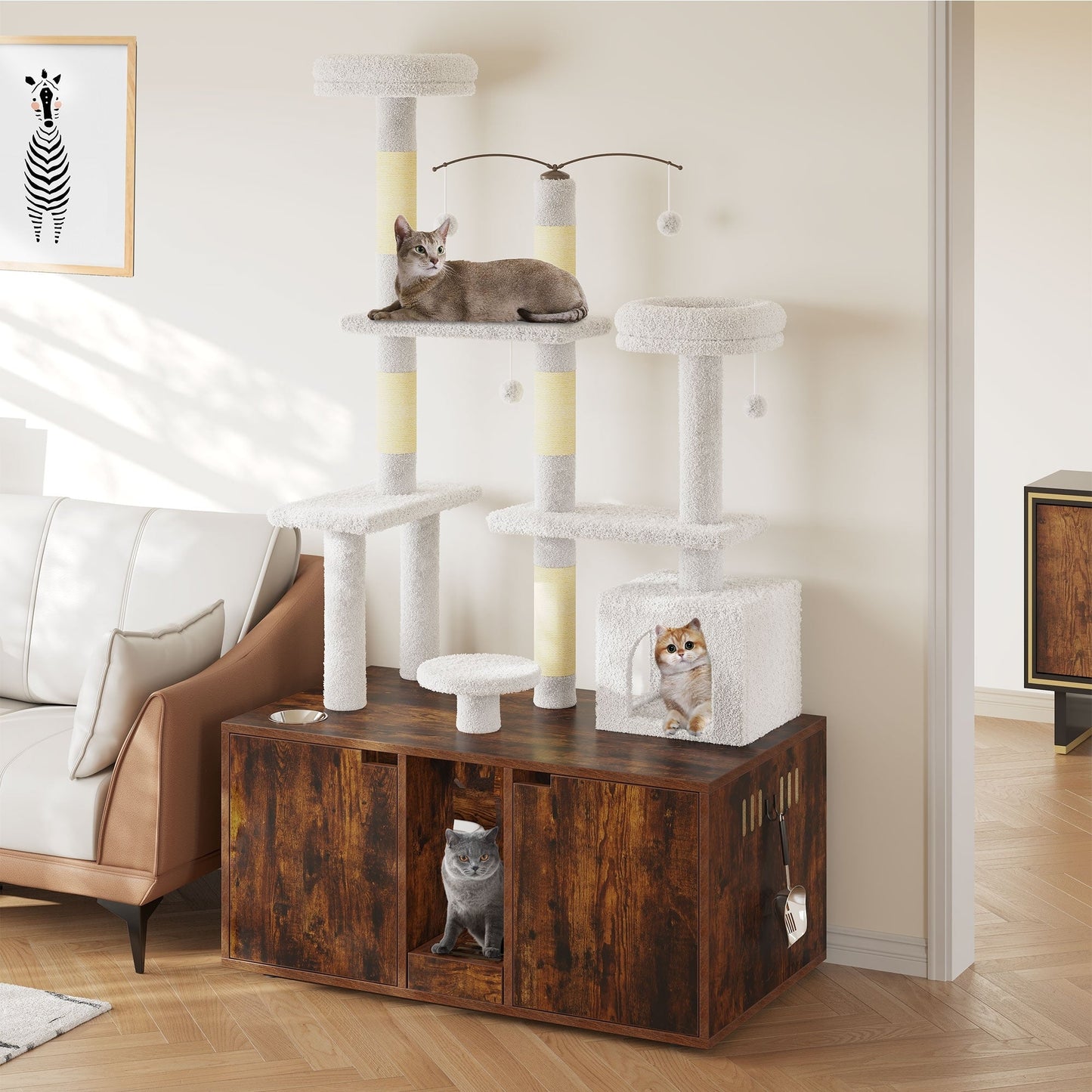 Moasis Doppia Lettiera per Gatti con Tiragraffi e Albero per Gatti