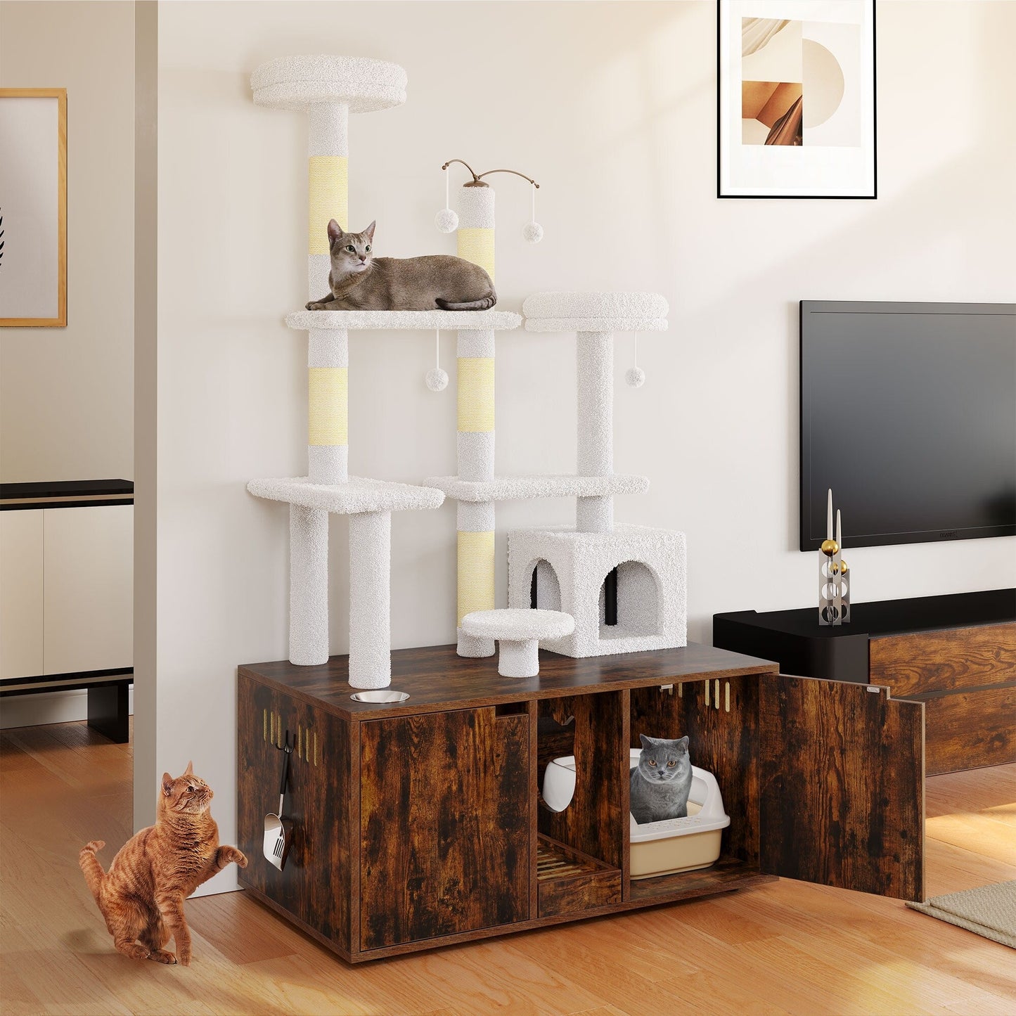 Moasis Doppia Lettiera per Gatti con Tiragraffi e Albero per Gatti