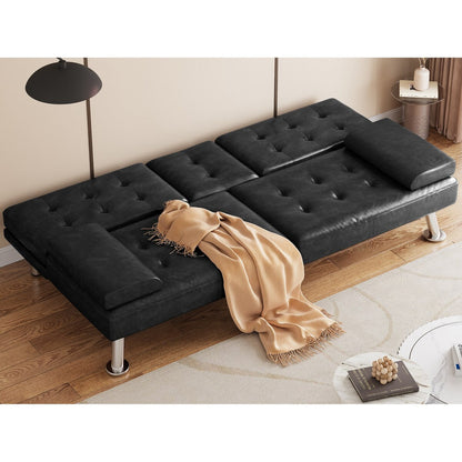 Divano letto futon moderno pieghevole in similpelle Moasis - 64 L x 30 P x 26 A