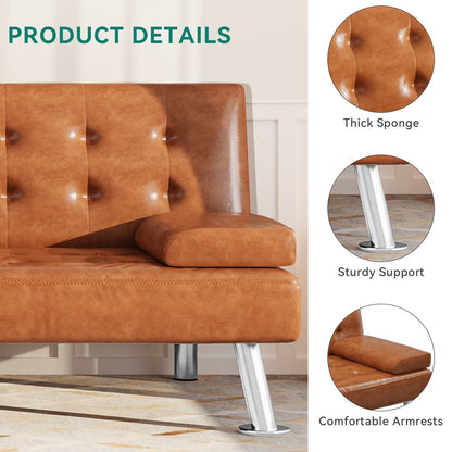 Divano letto futon moderno pieghevole in similpelle Moasis - 64 L x 30 P x 26 A