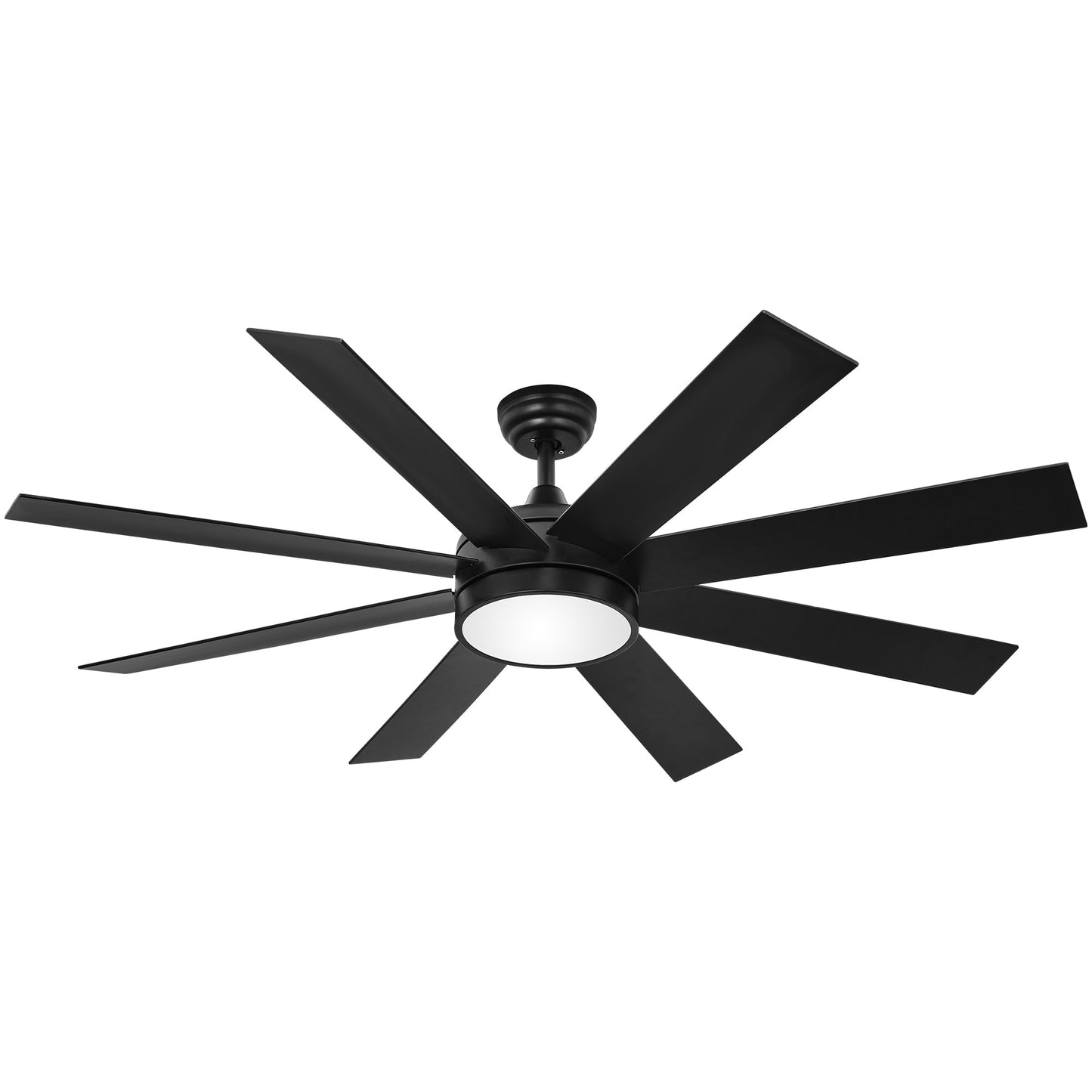 Ventilatore da soffitto Moasis nero opaco da 60 pollici a 8 pale con luce LED e telecomando - 60