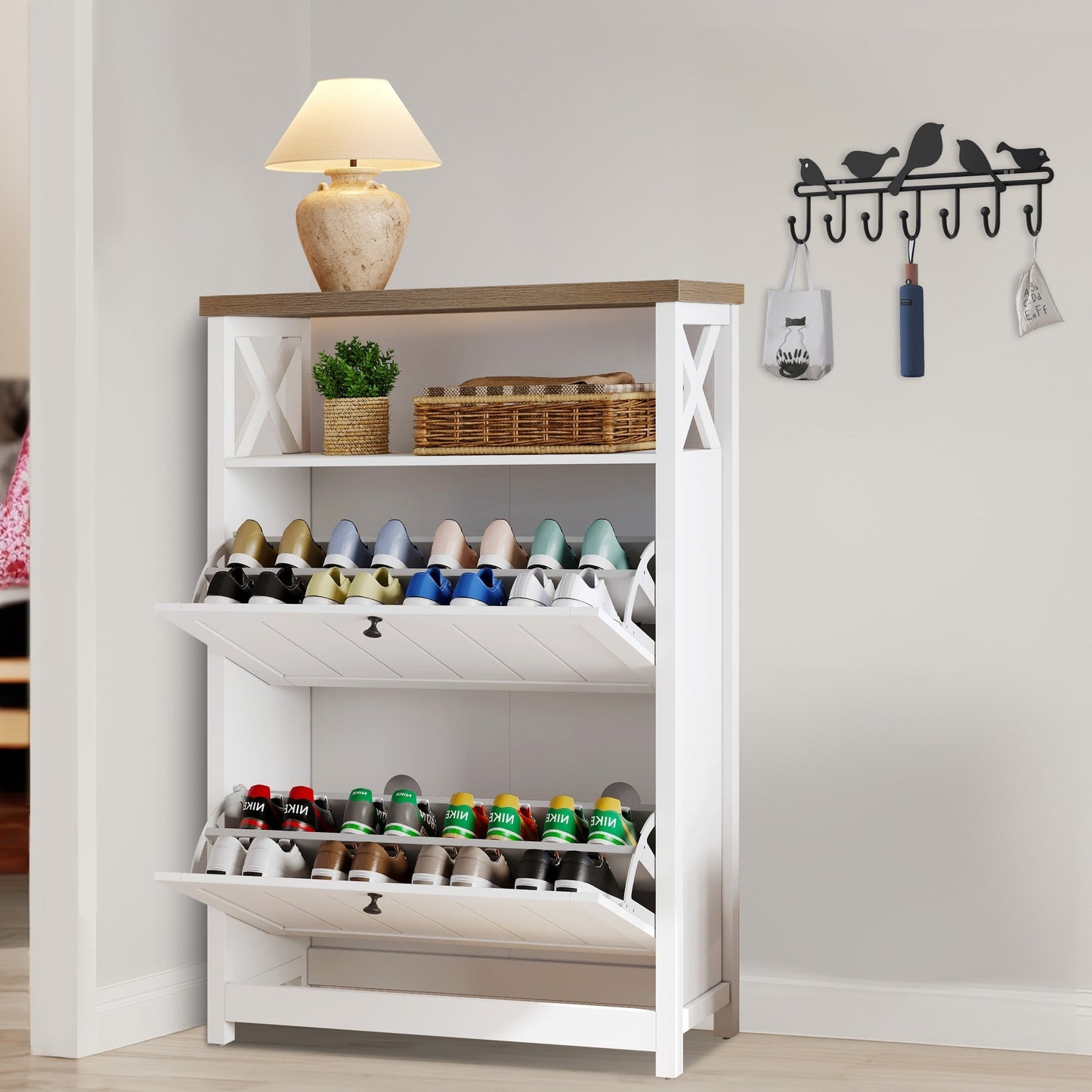 Moasis Scarpiera con 2 scomparti per ingresso e corridoio