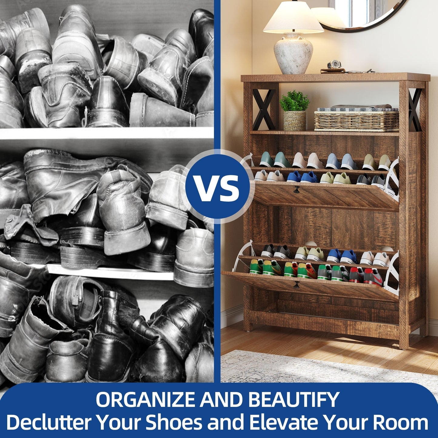 Moasis Scarpiera con 2 scomparti per ingresso e corridoio