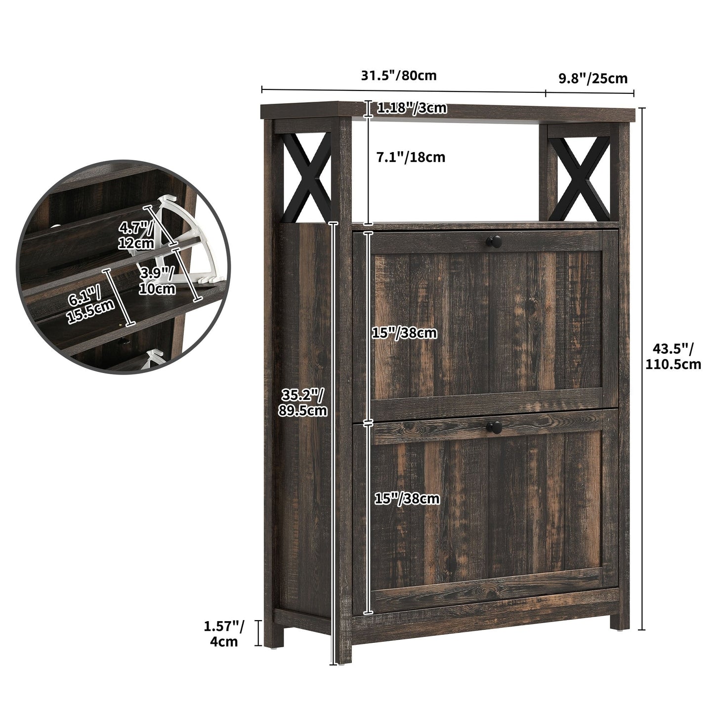 Moasis Scarpiera con 2 scomparti per ingresso e corridoio