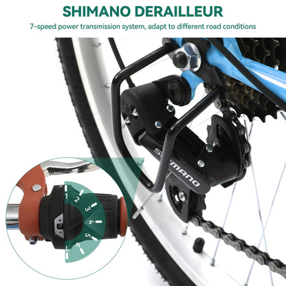 Moasis24/26 Bicicletta Cruiser a 7 velocità, regolabile, con passaggio interno, per pendolari