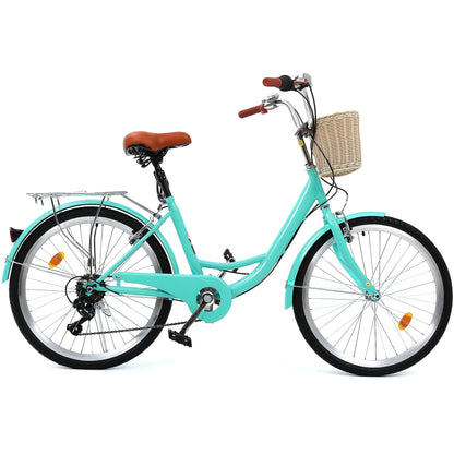 Moasis24/26 Bicicletta Cruiser a 7 velocità, regolabile, con passaggio interno, per pendolari