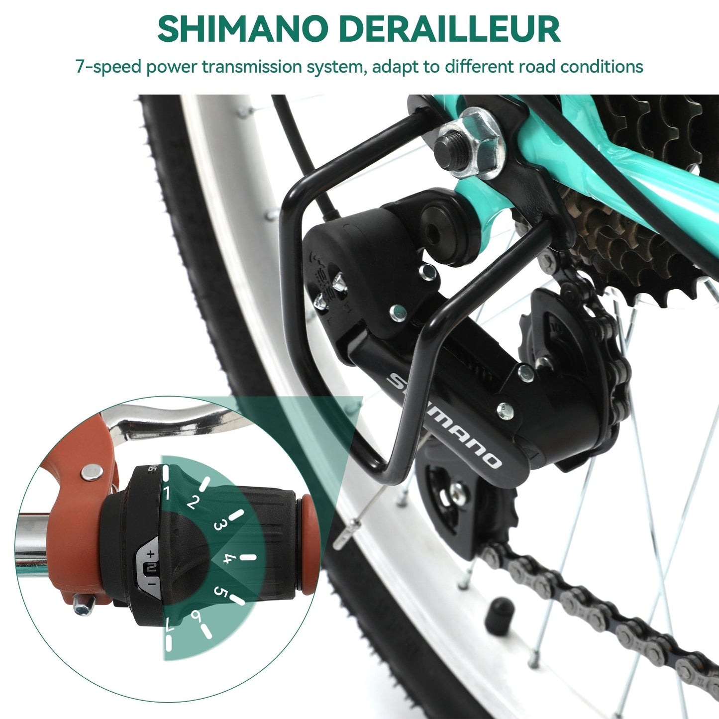 Moasis24/26 Bicicletta Cruiser a 7 velocità, regolabile, con passaggio interno, per pendolari