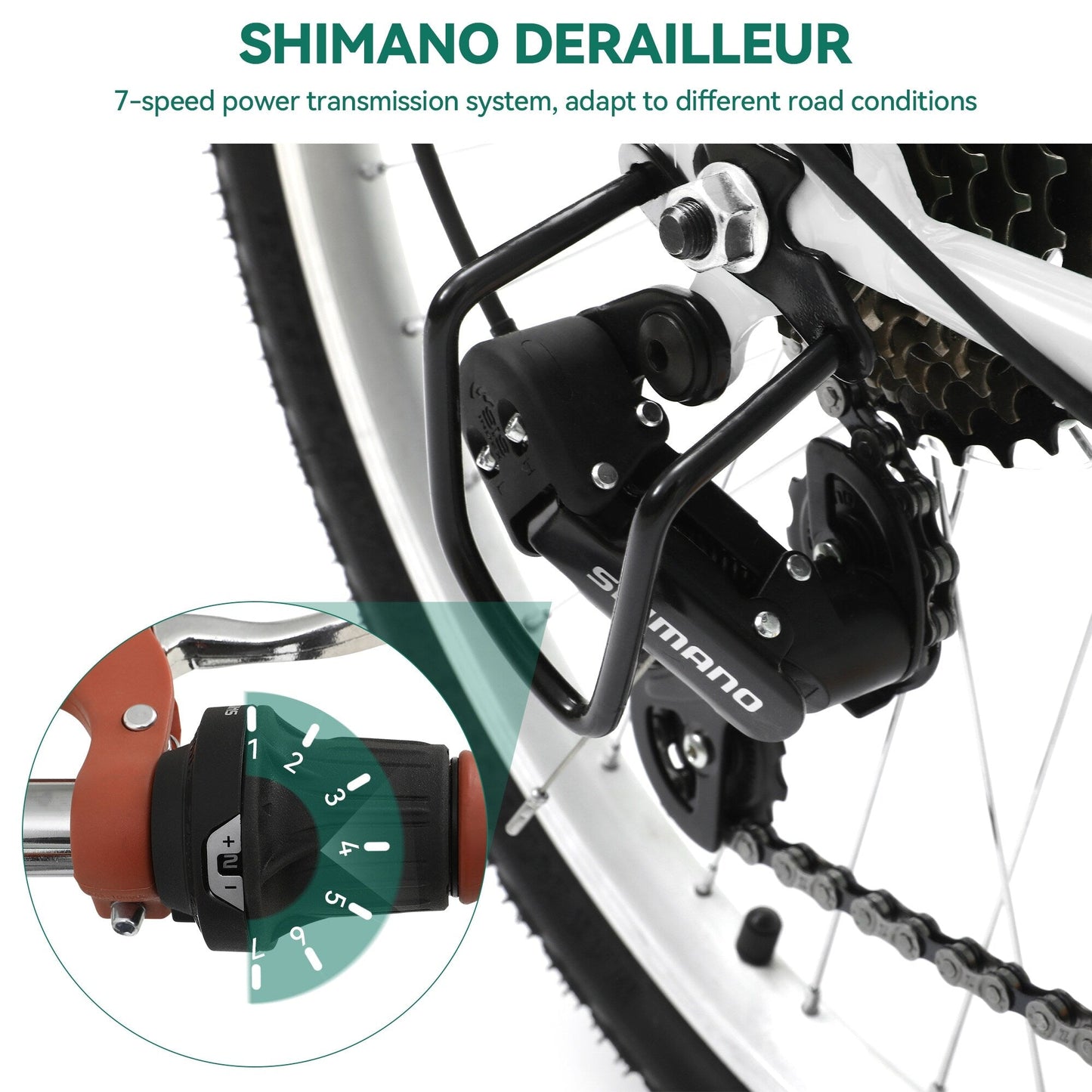 Moasis24/26 Bicicletta Cruiser a 7 velocità, regolabile, con passaggio interno, per pendolari